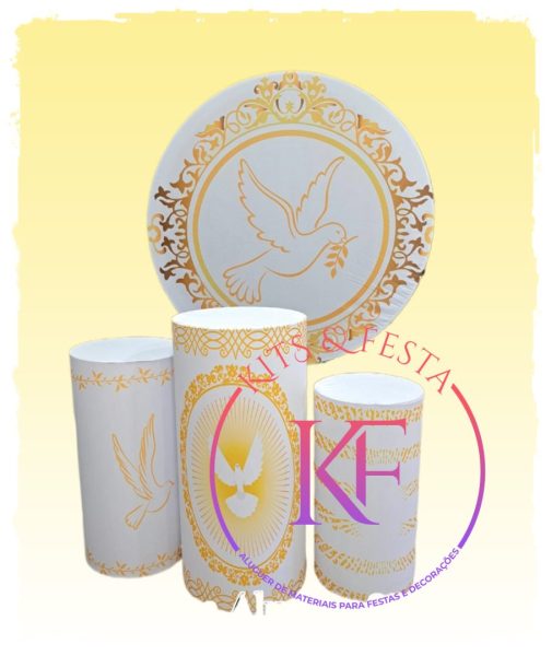 BATIZADO POMBA DOURADA batizado kit festa decoração