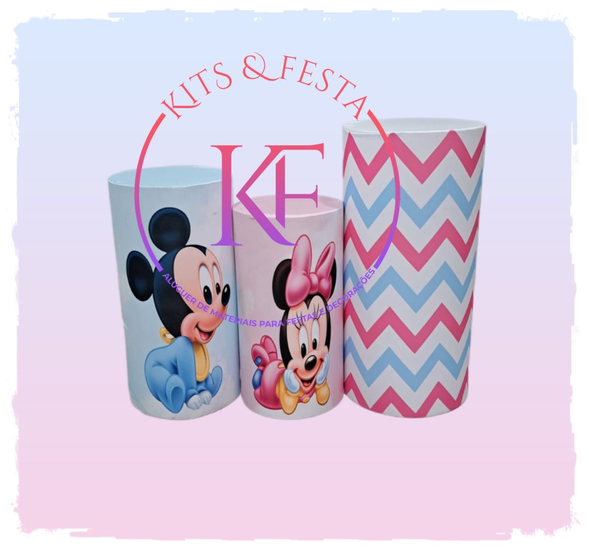 cha revelação minnie e mickey, festa, criança, aniversário, kit festa