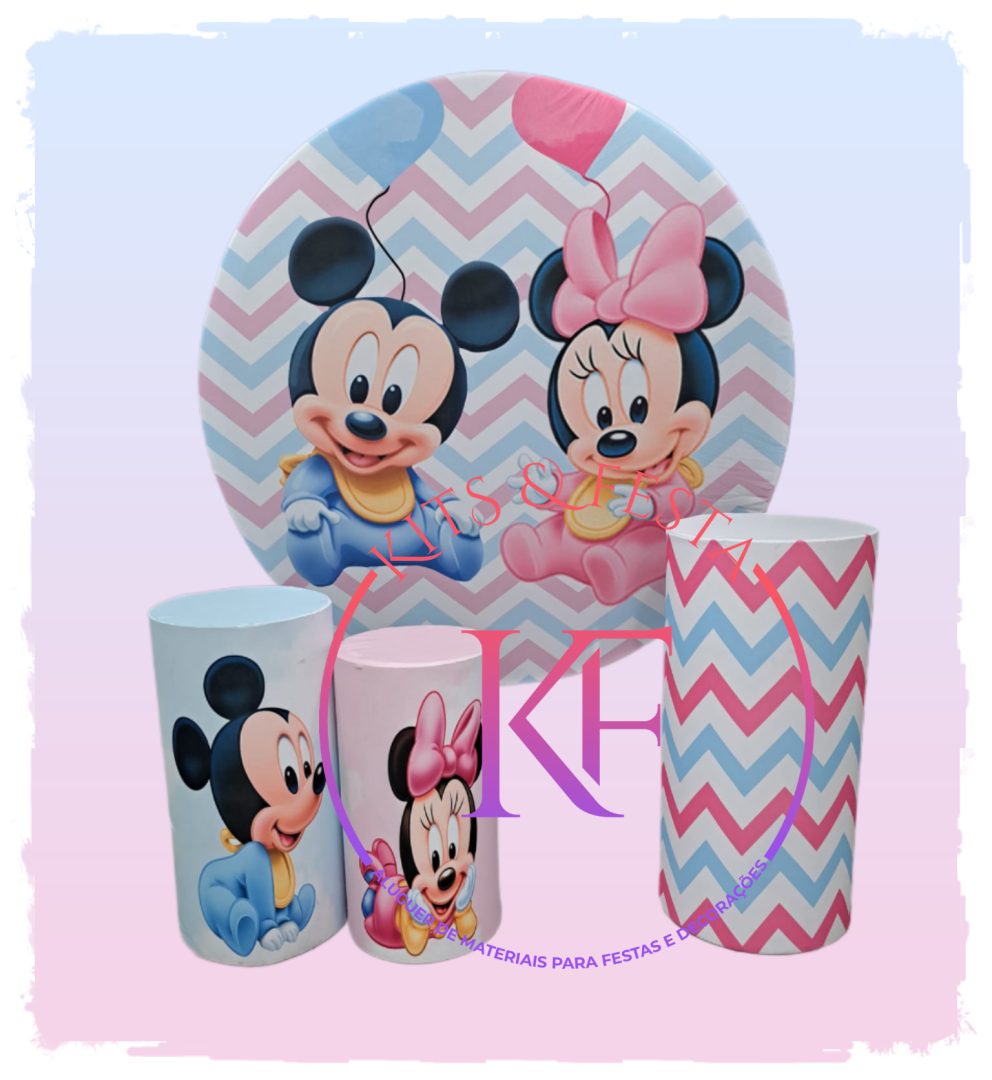 cha revelação minnie e mickey, festa, criança, aniversário, kit festa