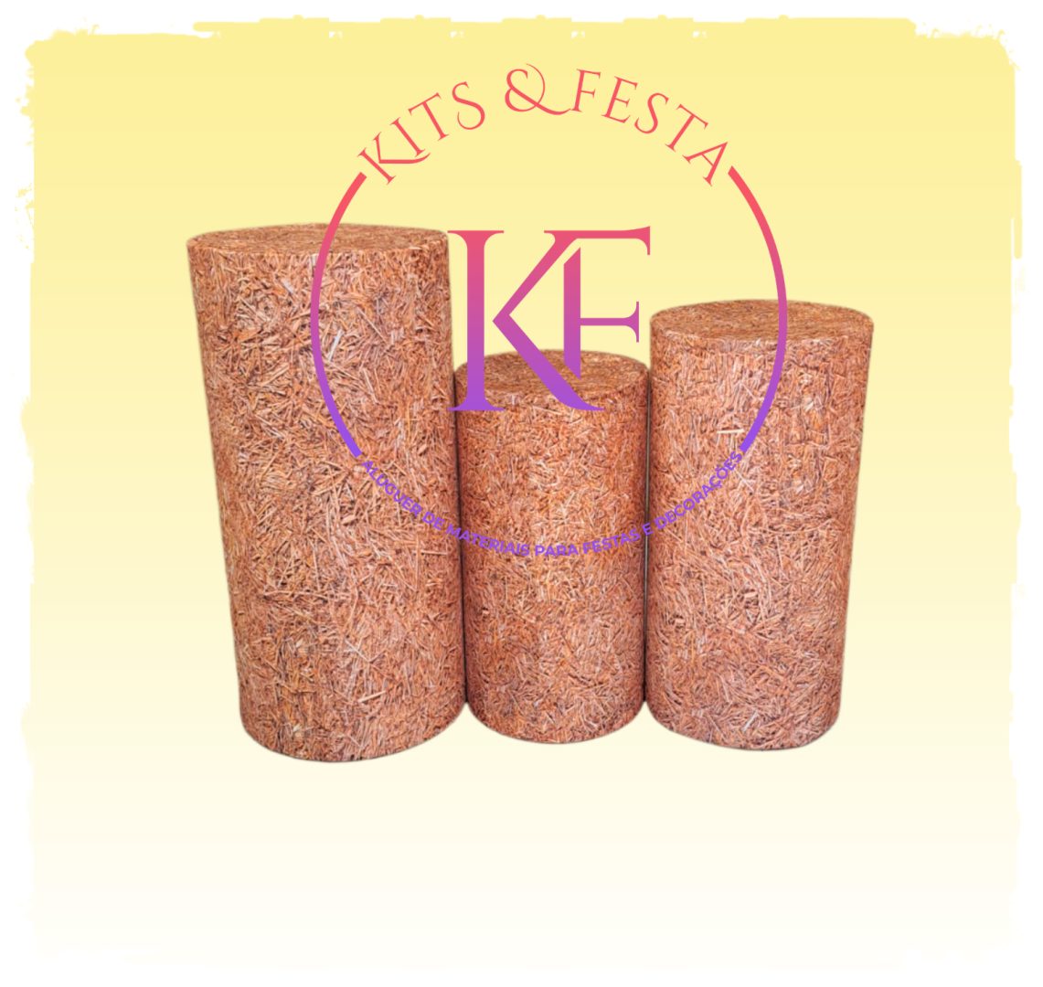 cilindros que imita feno, decoração de festa, anviersário