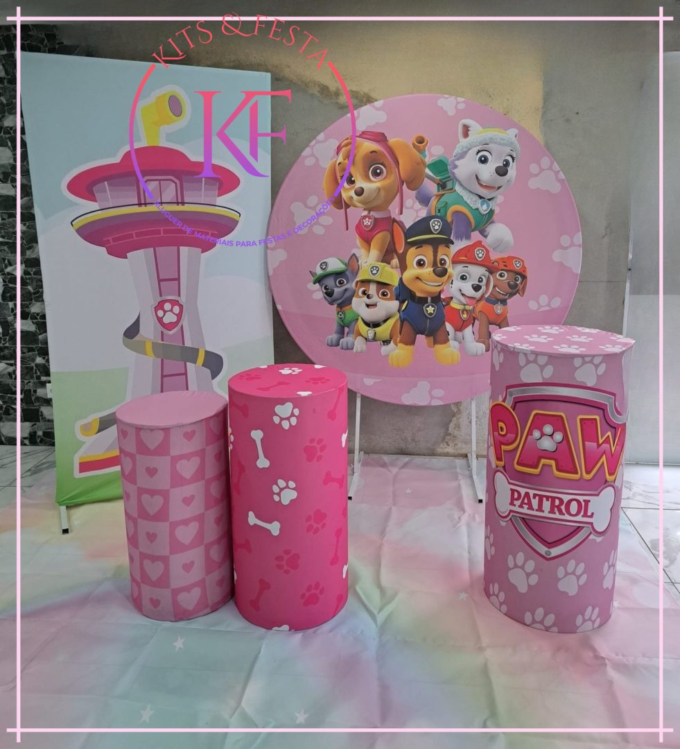 Patrulha Pata rosa, aniversario, menina, festa, kitfesta decoração