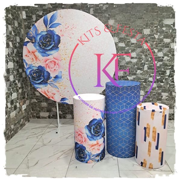 floral azul com rosa, kit festa, decoração. Ilha de são Miguel, açores.