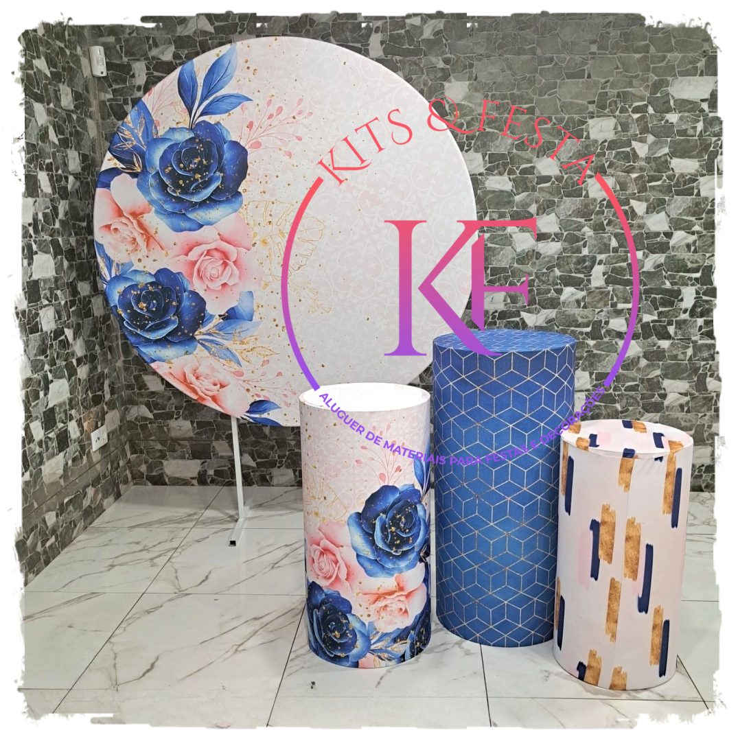 floral azul com rosa, kit festa, decoração. Ilha de são Miguel, açores.