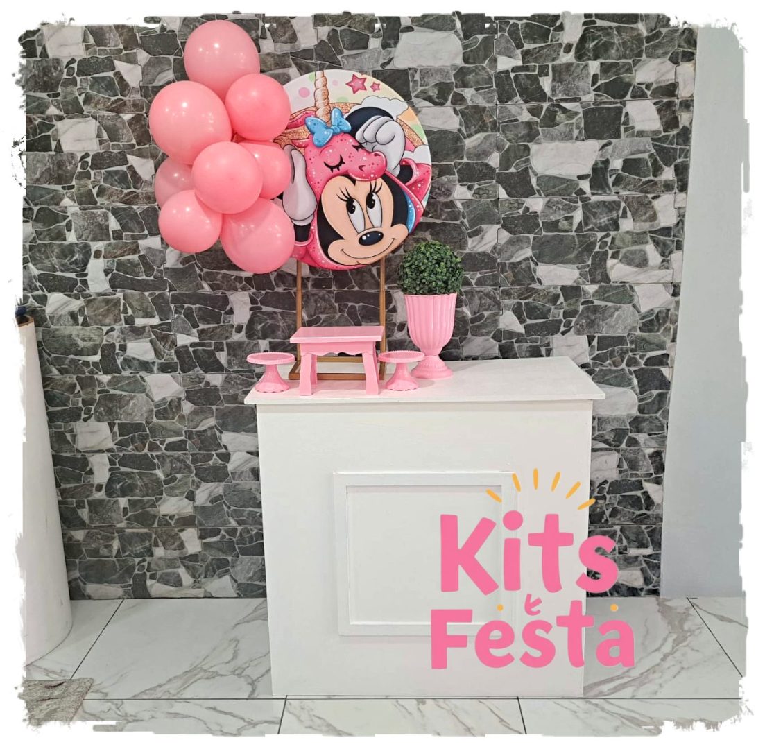 MINNIE MINI UNICORNIO COM BALOES minnie, mesa, mini, decoração de festas, ilha de sao miguel, açores,