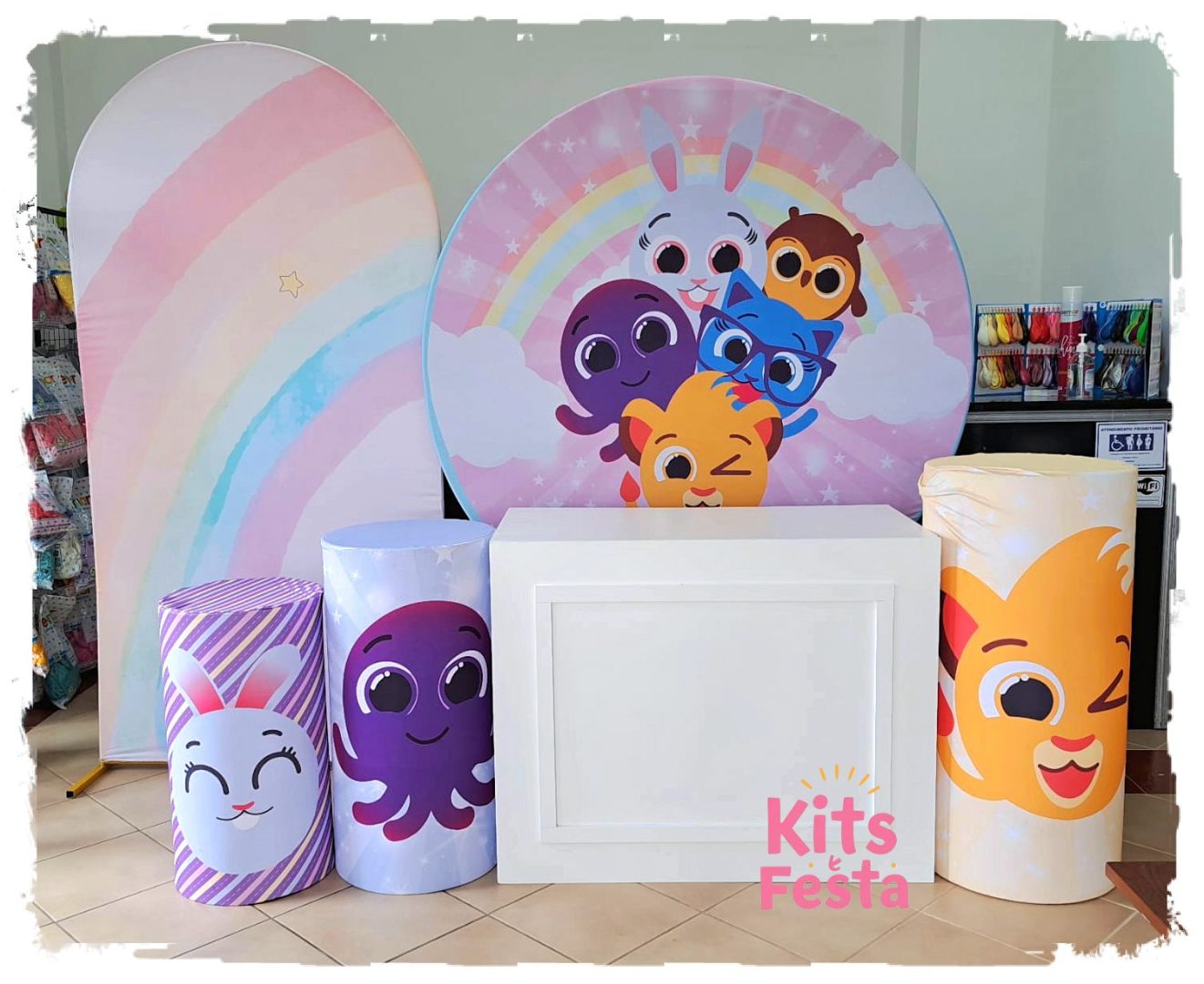 BOLOFOFOS MENINA COM MESA BOISERIE KIT bolofofos, decoração de festa, kit, ilha de sao miguel