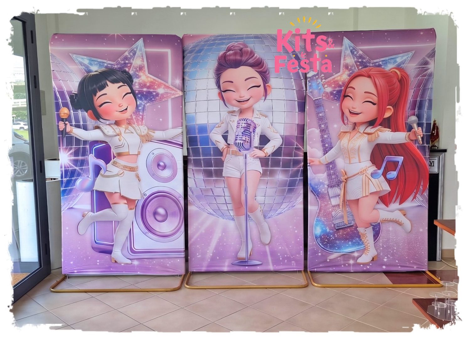 Guerreiras do K-POP 3 Painéis, Lilás Claro, Kit Festa Decoração. 3 Guerreiras do K-POP 3 Painéis, Lilás Claro, Kit Festa Decoração. - Image 3