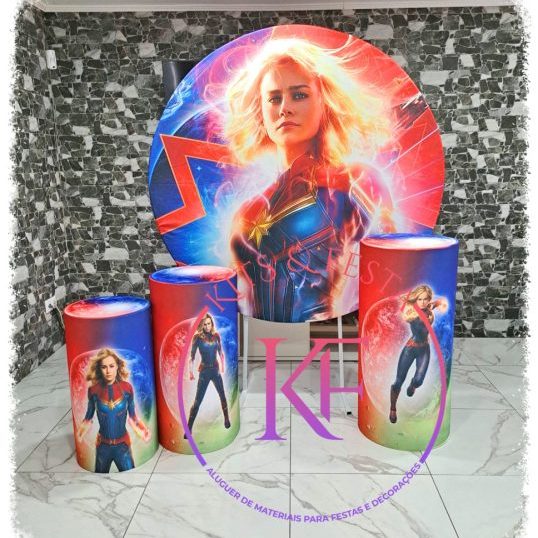 Capitã Marvel aniversário, decoração kit festa